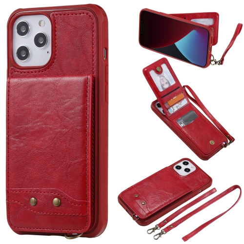 

Vertical Flip Wallet Shockproof Back Cover Protective Case with Holder & Card Slots & Lanyard & Photos Frames For iPhone 12 Pro Max(Red)