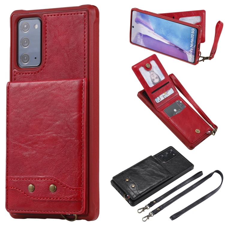 

Vertical Flip Wallet Shockproof Back Cover Protective Case with Holder & Card Slots & Lanyard & Photos Frames For Samsung Galaxy Note20(Red)