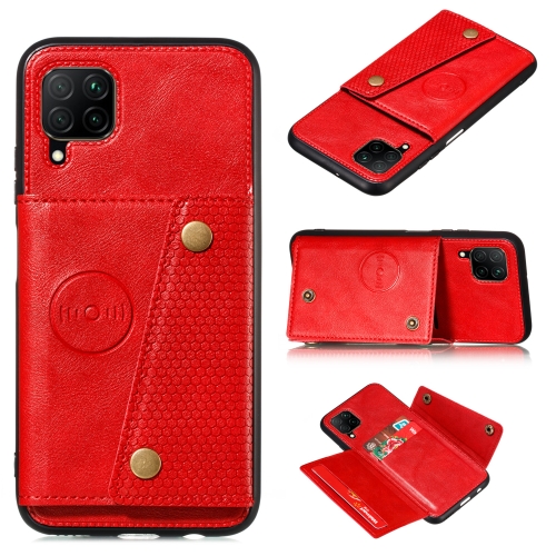 

For Samsung Galaxy A42 5G Double Buckle PU + TPU Shockproof Magnetic Protective Case with Card Slot & Holder(Red)