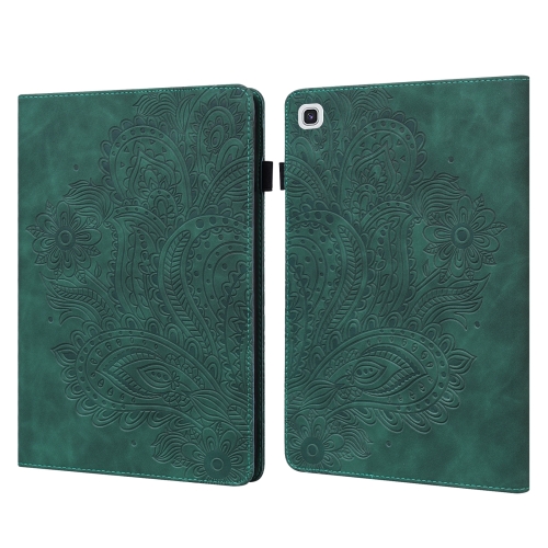 

For Samsung Galaxy Tab A7 T500 Peacock Embossed Pattern TPU + PU Horizontal Flip Leather Case with Holder & Card Slots & Wallet(Green)