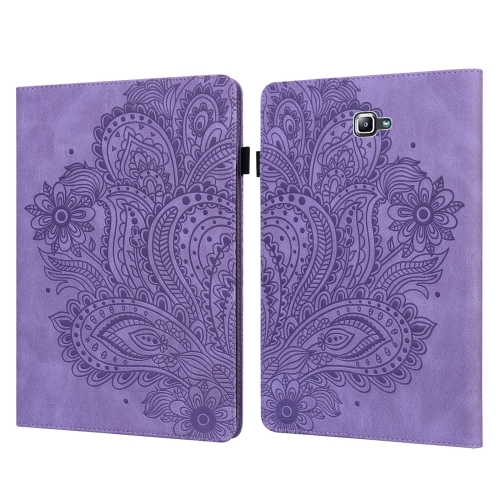 

For Samsung Galaxy Tab A 10.1 (2016) T580 Peacock Embossed Pattern TPU + PU Horizontal Flip Leather Case with Holder & Card Slots & Wallet(Purple)