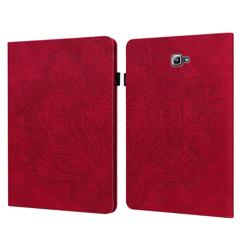 

For Samsung Galaxy Tab A 10.1 (2016) T580 Peacock Embossed Pattern TPU + PU Horizontal Flip Leather Case with Holder & Card Slots & Wallet(Red)
