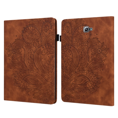 

For Samsung Galaxy Tab A 10.1 (2016) T580 Peacock Embossed Pattern TPU + PU Horizontal Flip Leather Case with Holder & Card Slots & Wallet(Brown)