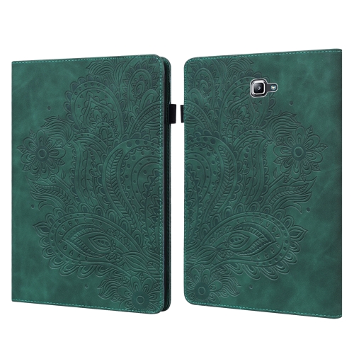 

For Samsung Galaxy Tab A 10.1 (2016) T580 Peacock Embossed Pattern TPU + PU Horizontal Flip Leather Case with Holder & Card Slots & Wallet(Green)