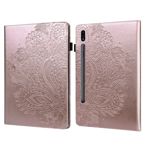 

For Samsung Galaxy Tab S7 T875 Peacock Embossed Pattern TPU + PU Horizontal Flip Leather Case with Holder & Card Slots & Wallet(Rose Gold)