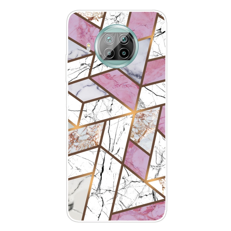 

For Xiaomi Mi 10T Lite Marble Pattern Shockproof TPU Protective Case(Rhombus White Purple)