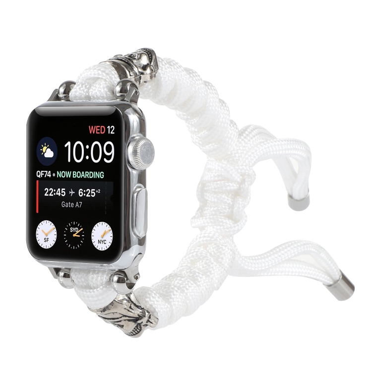 

Skull Umbrella Cord Braided Watch Strap For Apple Watch Series 6 & SE & 5 & 4 40mm / 3 & 2 & 1 38mm(White)