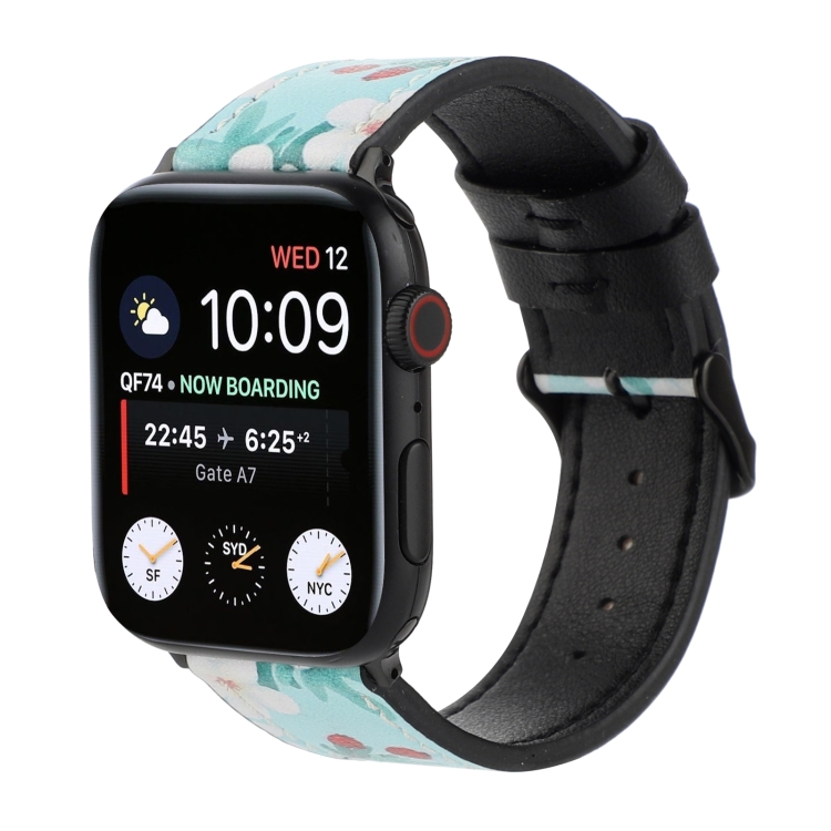 

Printed Leather Watch Strap For Apple Watch Series 6 & SE & 5 & 4 40mm / 3 & 2 & 1 38mm(N)
