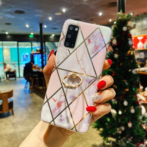 

For Samsung Galaxy A31 Electroplated Marble Pattern TPU Protective Case with Ring Holder(Rhombus)