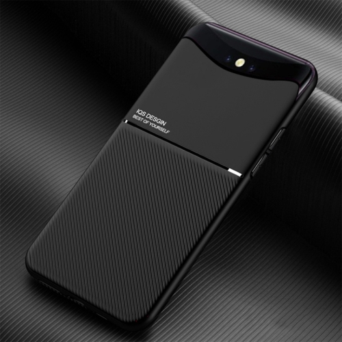 

For OPPO Find X Classic Tilt Strip Grain Magnetic Shockproof PC + TPU Case(Black)