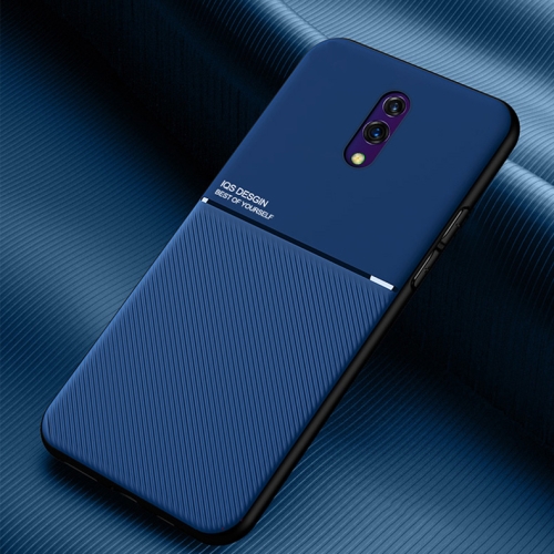 

For OPPO Reno Classic Tilt Strip Grain Magnetic Shockproof PC + TPU Case(Blue)