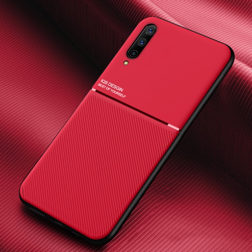 

For Samsung Galaxy A70s Classic Tilt Strip Grain Magnetic Shockproof PC + TPU Case(Red)