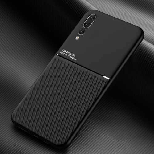 

For Huawei P20 Pro Classic Tilt Strip Grain Magnetic Shockproof PC + TPU Case(Black)