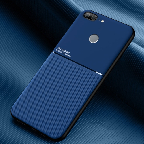 

For Huawei Honor 9 Lite Classic Tilt Strip Grain Magnetic Shockproof PC + TPU Case(Blue)