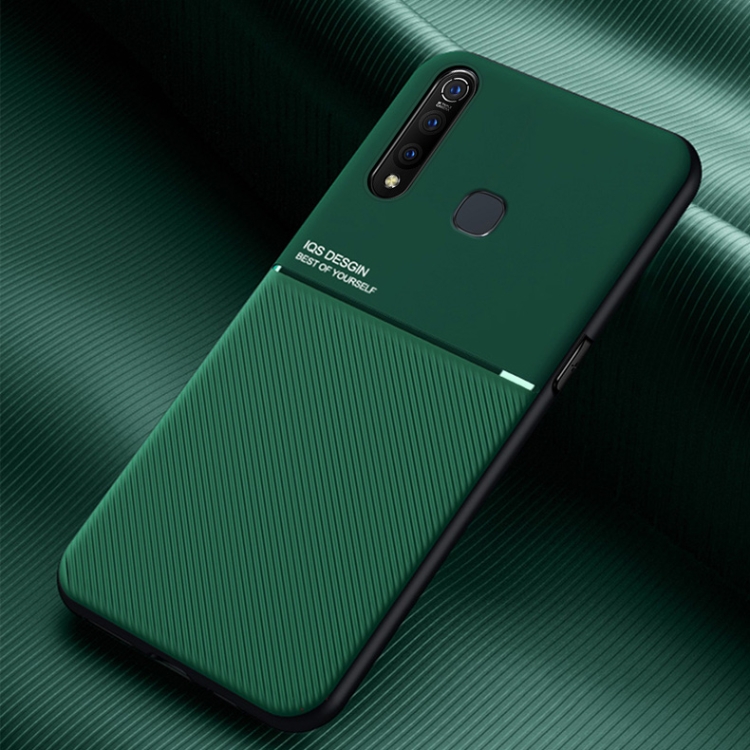 

For vivo Z5x Classic Tilt Strip Grain Magnetic Shockproof PC + TPU Case(Green)
