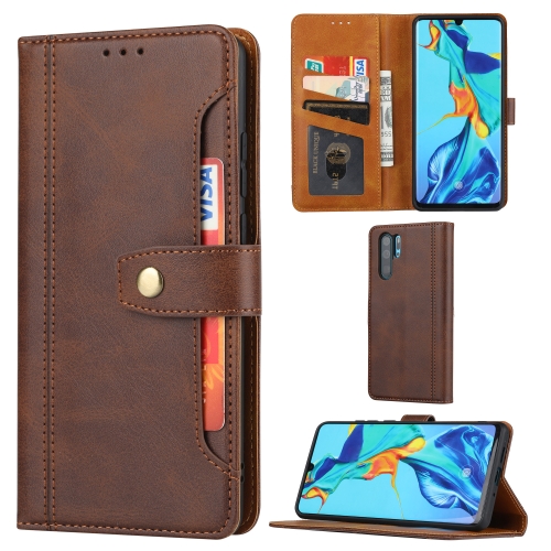 

For Huawei P30 Pro Calf Texture Double Fold Clasp Horizontal Flip Leather Case with Photo Frame & Holder & Card Slots & Wallet(Coffee)