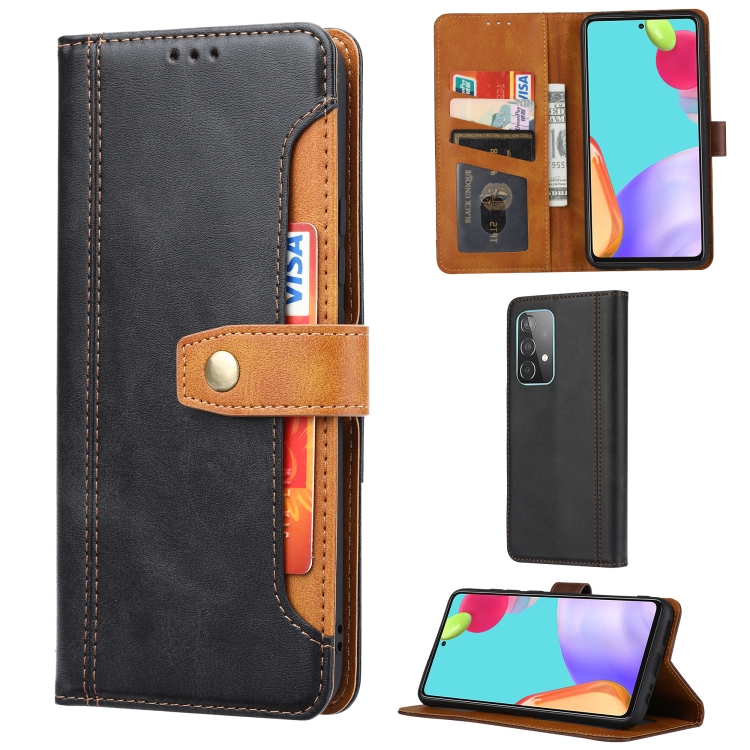

For Samsung Galaxy A52 5G / 4G Calf Texture Double Fold Clasp Horizontal Flip Leather Case with Photo Frame & Holder & Card Slots & Wallet(Black)