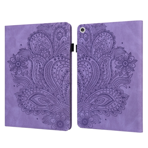 

For Lenovo Tab M10 HD TB-605L X605F Peacock Embossed Pattern TPU + PU Horizontal Flip Leather Case with Holder & Card Slots & Wallet & Sleep / Wake-up Function(Purple)