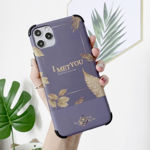 

IMD Leaf Pattern Shockproof TPU Protective Case For iPhone 11 Pro Max(Dark Purple)
