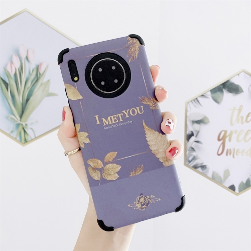 

For Huawei Mate 30 Pro IMD Leaf Pattern Shockproof TPU Protective Case(Dark Purple)