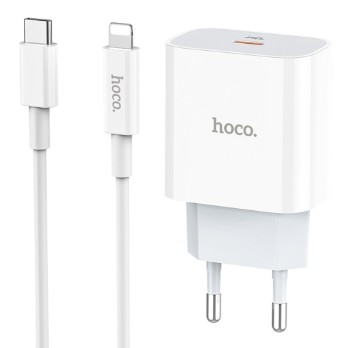 

hoco C76A 3A PD 20W Fast Charging Travel Charger Power Adapter with 1m Type-C / USB-C to 8 Pin Charging Cable,EU Plug(White)