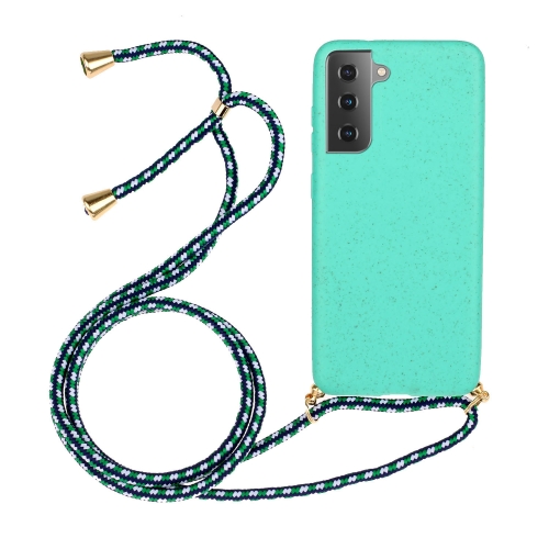 

For Samsung Galaxy S21+ 5G Wheat Straw Material + TPU Protective Case with Lanyard(Green)