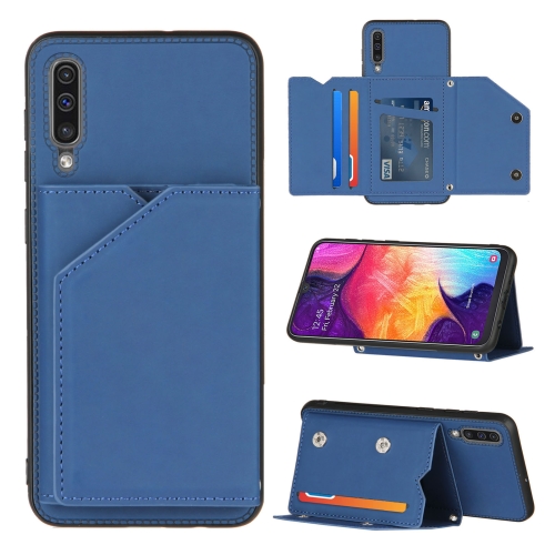 

For Samsung Galaxy A50 & A30s & A50s Skin Feel PU + TPU + PC Back Cover Shockproof Case with Card Slots & Holder & Photo Frame(Royal Blue)