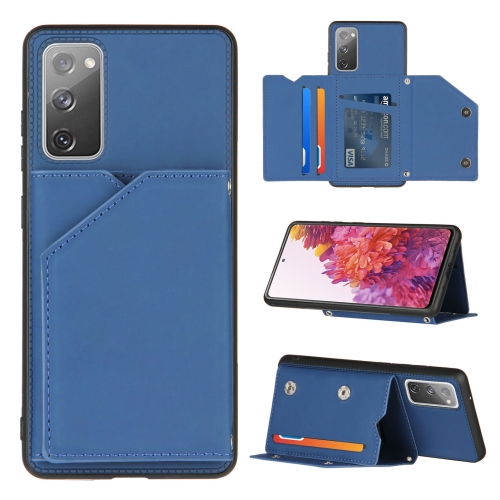 

For Samsung Galaxy S20 FE Skin Feel PU + TPU + PC Back Cover Shockproof Case with Card Slots & Holder & Photo Frame(Royal Blue)