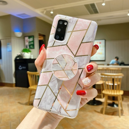 

Marble Pattern Shockproof Protective Case with Airbag Holder For Samsung Galaxy Note20(Grey Pink)