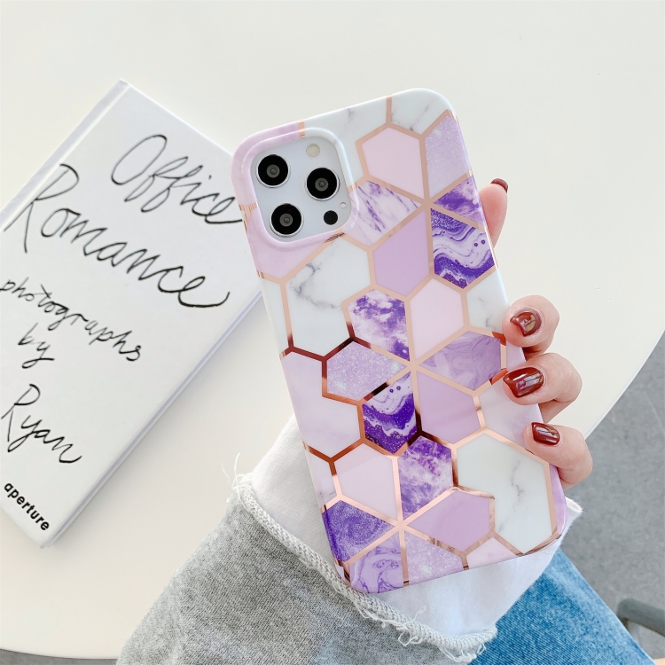 

Splicing Marble Pattern Gilding TPU Protective Case For iPhone 12 mini(C)