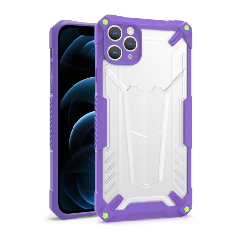 

Four-corner Airbag Shockproof TPU + Semi Transparent PC Case For iPhone 12 Pro Max(Purple)