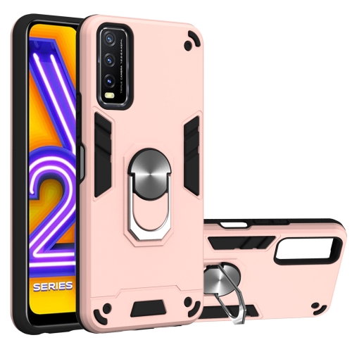 

For vivo Y20 Armour Series PC + TPU Protective Case with Ring Holder(Rose Gold)