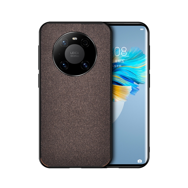 

For Huawei Mate 40 Pro+ Shockproof Splicing PU + Cloth Protective Case(Mercerized Brown)