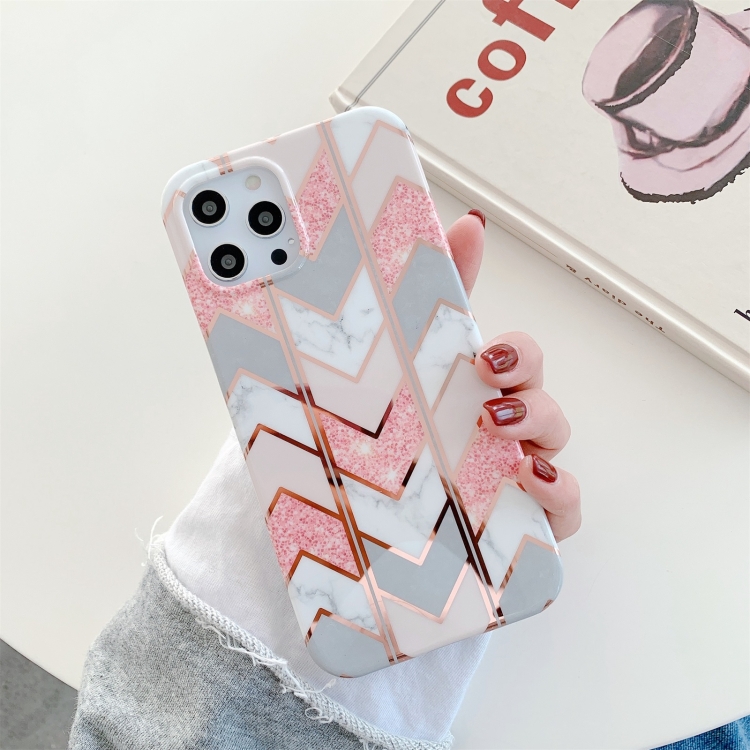 

Splicing Marble Pattern Gilding TPU Protective Case For iPhone 12 mini(C)