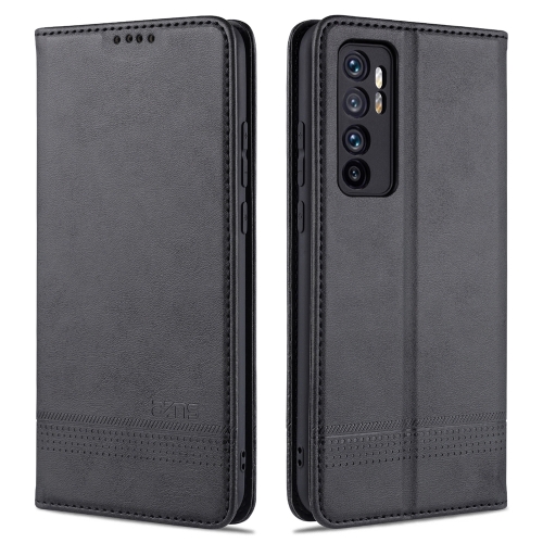 

For Xiaomi Mi Note 10 Lite ZNS Magnetic Calf Texture Horizontal Flip Leather Case with Card Slots & Holder & Wallet(Black)