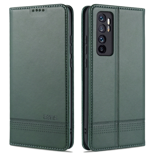 

For Xiaomi Mi Note 10 Lite ZNS Magnetic Calf Texture Horizontal Flip Leather Case with Card Slots & Holder & Wallet(Dark Green)