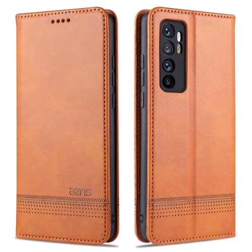 

For Xiaomi Mi Note 10 Lite ZNS Magnetic Calf Texture Horizontal Flip Leather Case with Card Slots & Holder & Wallet(Light Brown)