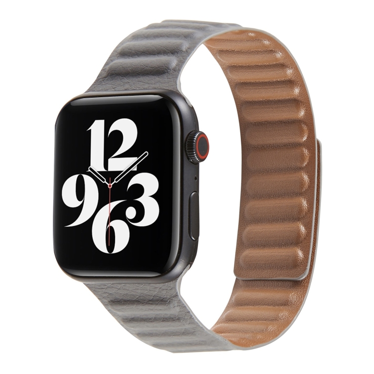 

Loop Leather Watchband For Apple Watch Series 7 41mm / 6 & SE & 5 & 4 40mm / 3 & 2 & 1 38mm(Grey)