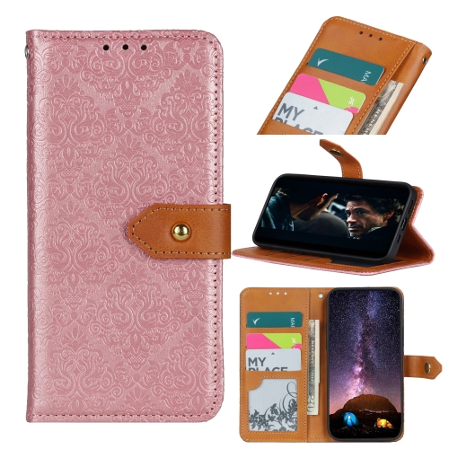 

For Xiaomi Mi 10T & 10T Pro European Floral Embossed Copper Buckle Horizontal Flip PU Leather Case with Holder & Card Slots & Wallet & Photo Frame(Pink)