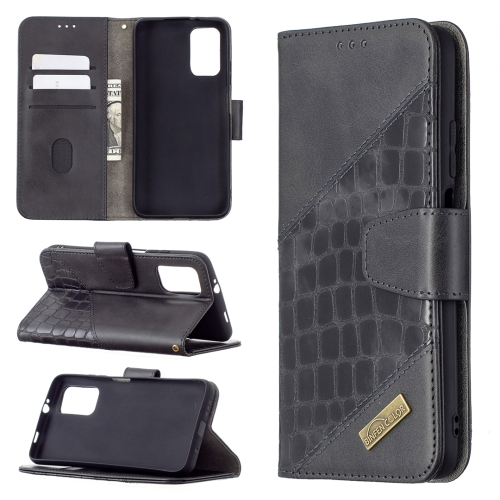 

For Xiaomi Poco M3 Matching Color Crocodile Texture Horizontal Flip PU Leather Case with Wallet & Holder & Card Slots(Black)