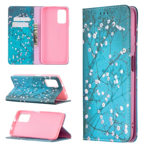 

For Xiaomi Poco M3 Colored Drawing Pattern Invisible Magnetic Horizontal Flip PU Leather Case with Holder & Card Slots & Wallet(Plum Blossom)