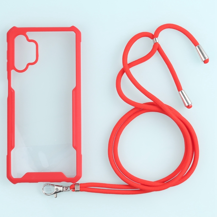 

For Samsung Galaxy A32 5G Acrylic + Color TPU Shockproof Case with Neck Lanyard(Red)