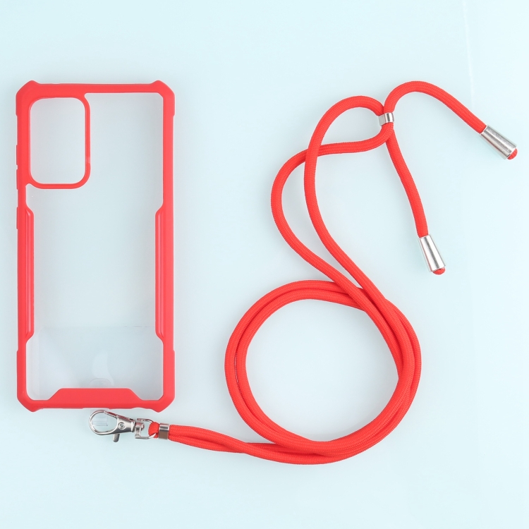 

For Samsung Galaxy A52 5G / 4G Acrylic + Color TPU Shockproof Case with Neck Lanyard(Red)