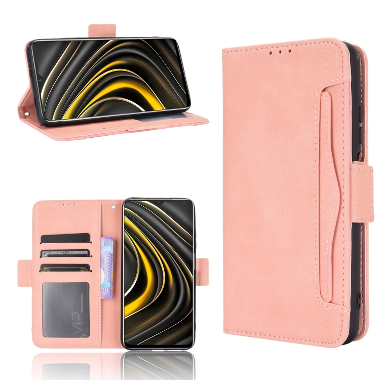 

For Xiaomi Poco M3 Skin Feel Calf Pattern Horizontal Flip Leather Case with Holder & Card Slots & Photo Frame(Pink)