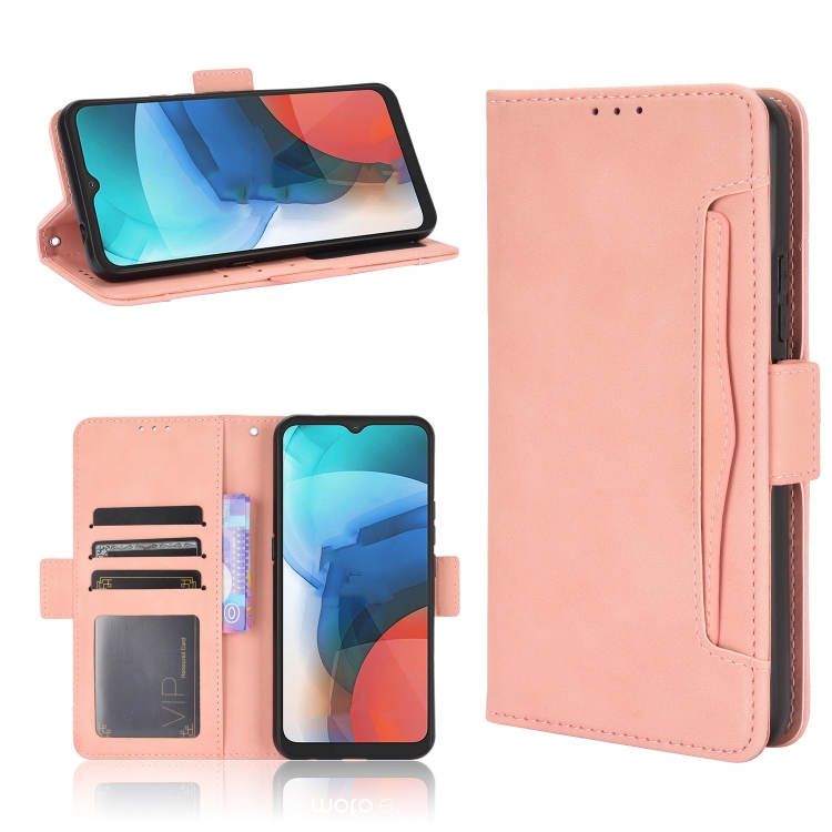 

For Motorola Moto E7 Skin Feel Calf Pattern Horizontal Flip Leather Case with Holder & Card Slots & Photo Frame(Pink)