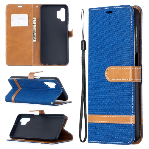 

For Samsung Galaxy A32 5G Color Matching Denim Texture Horizontal Flip Leather Case with Holder & Card Slots & Wallet & Lanyard(Royal Blue)