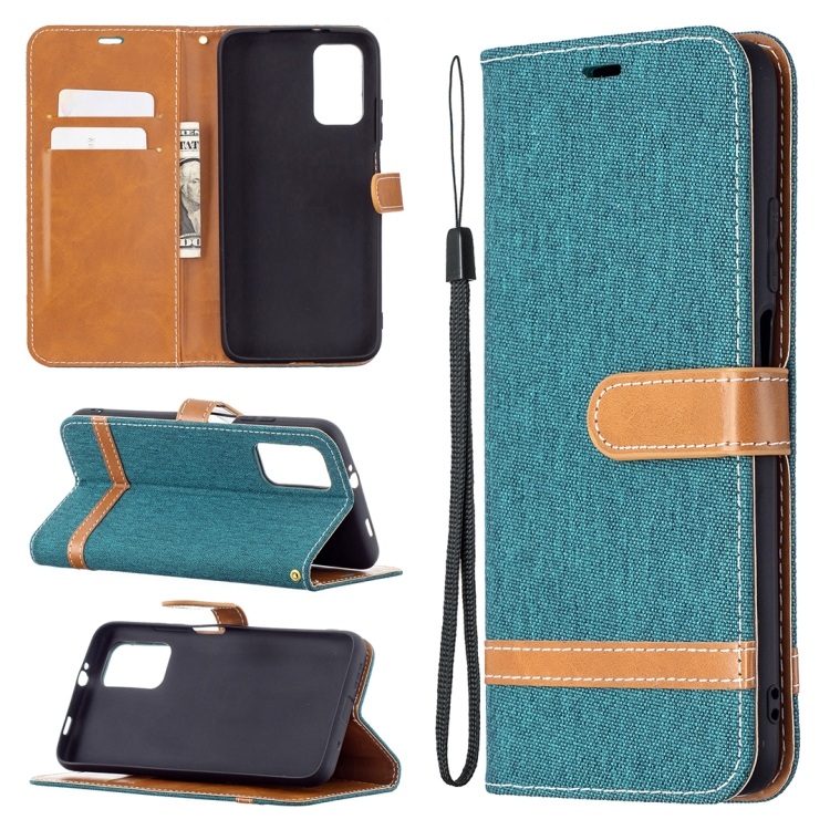 

For Xiaomi Foco M3 Color Matching Denim Texture Horizontal Flip Leather Case with Holder & Card Slots & Wallet & Lanyard(Green)