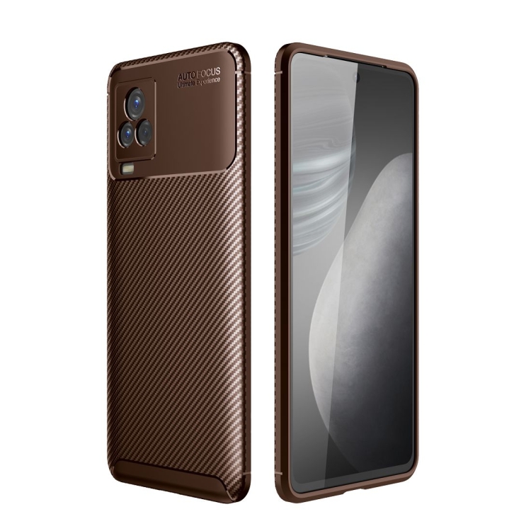 

For vivo iQOO 7 Carbon Fiber Texture Shockproof TPU Case(Brown)
