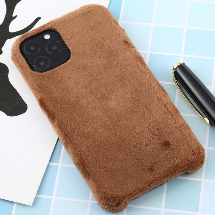 

For iPhone 11 Pro Plush Protective Back Cover Case(Brown)
