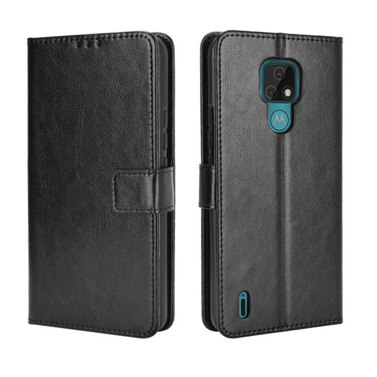 

For Motorola Moto E7 Retro Crazy Horse Texture Horizontal Flip Leather Case with Holder & Card Slots & Photo Frame(Black)